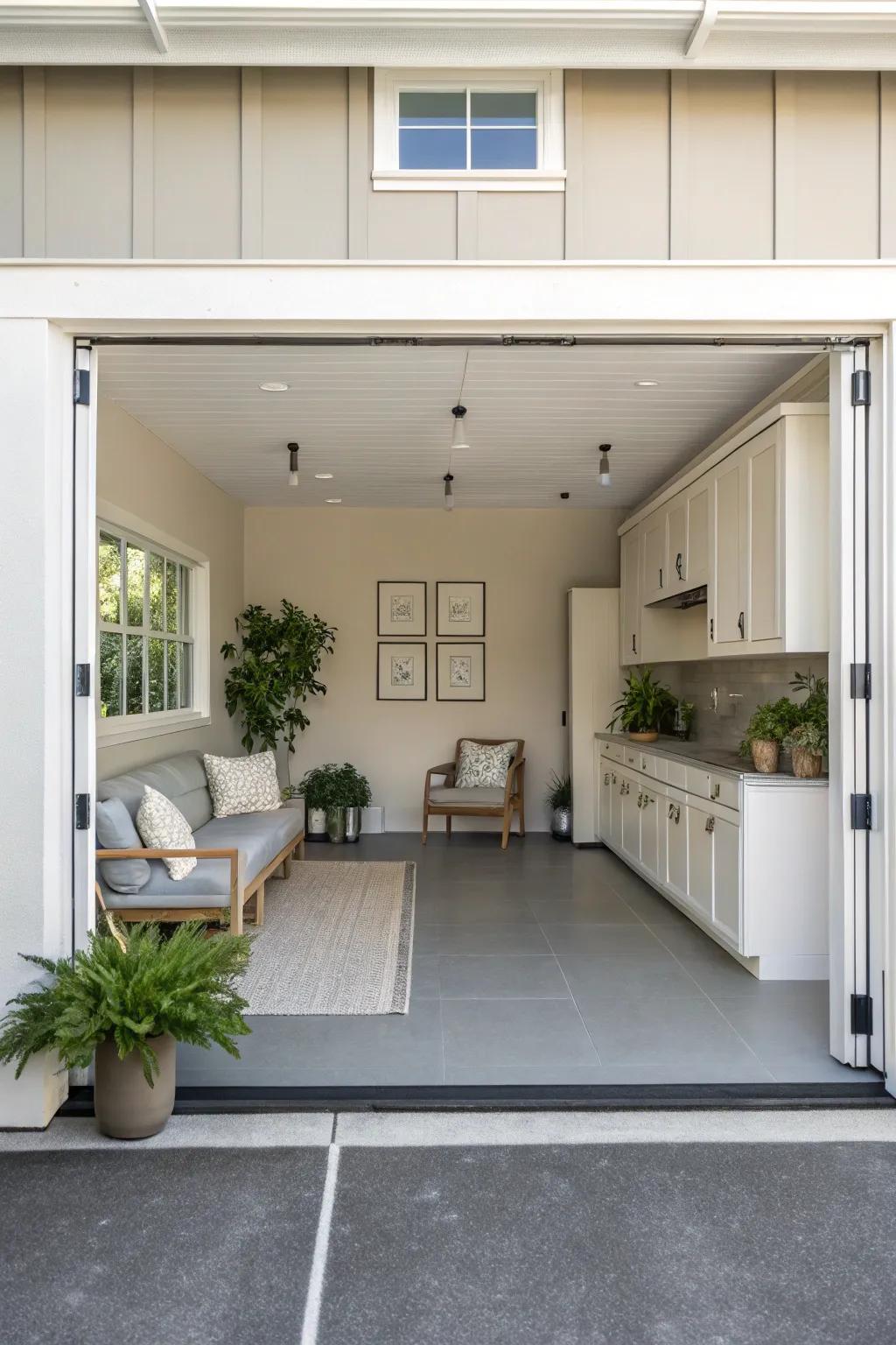 Find solace together with simpleness inside a garage sanctuary tailored to relaxation.
