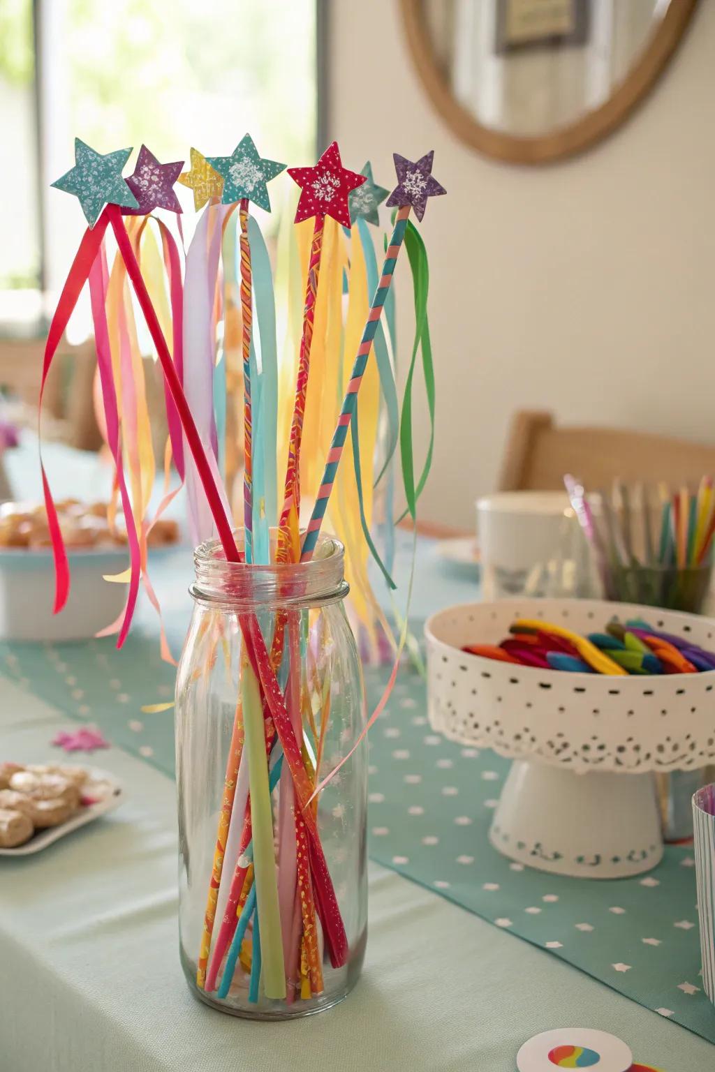 Homemade ribbon sticks for a whimsical touch
