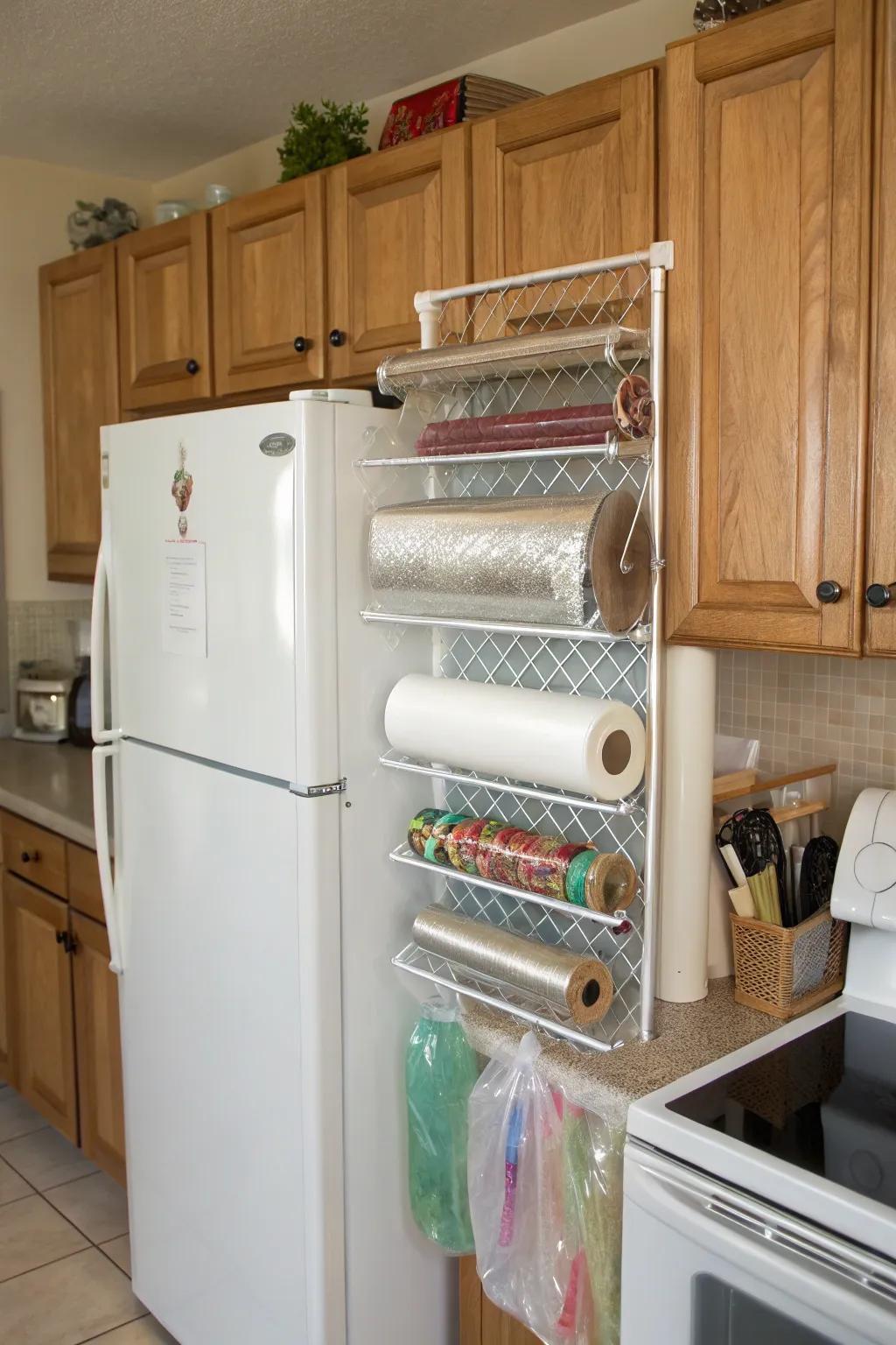 Suspension racks preserve kitchen wraps systematized coupled with effortlessly reachable.