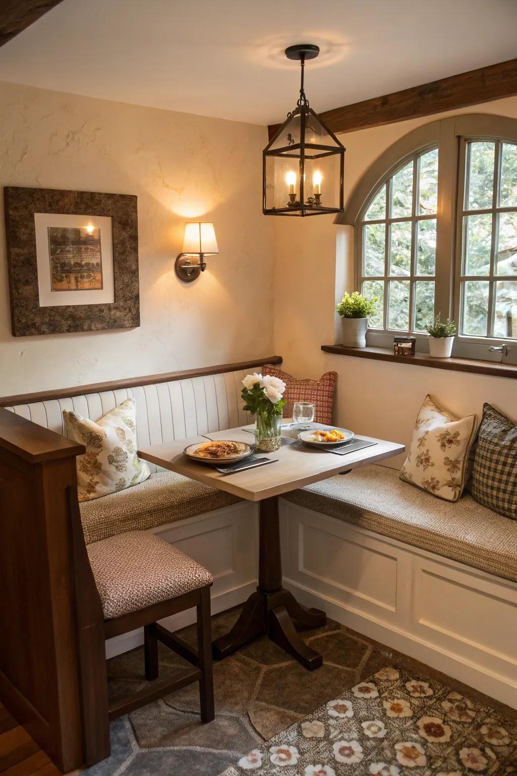 Fixed seating creates cozy efficiency.