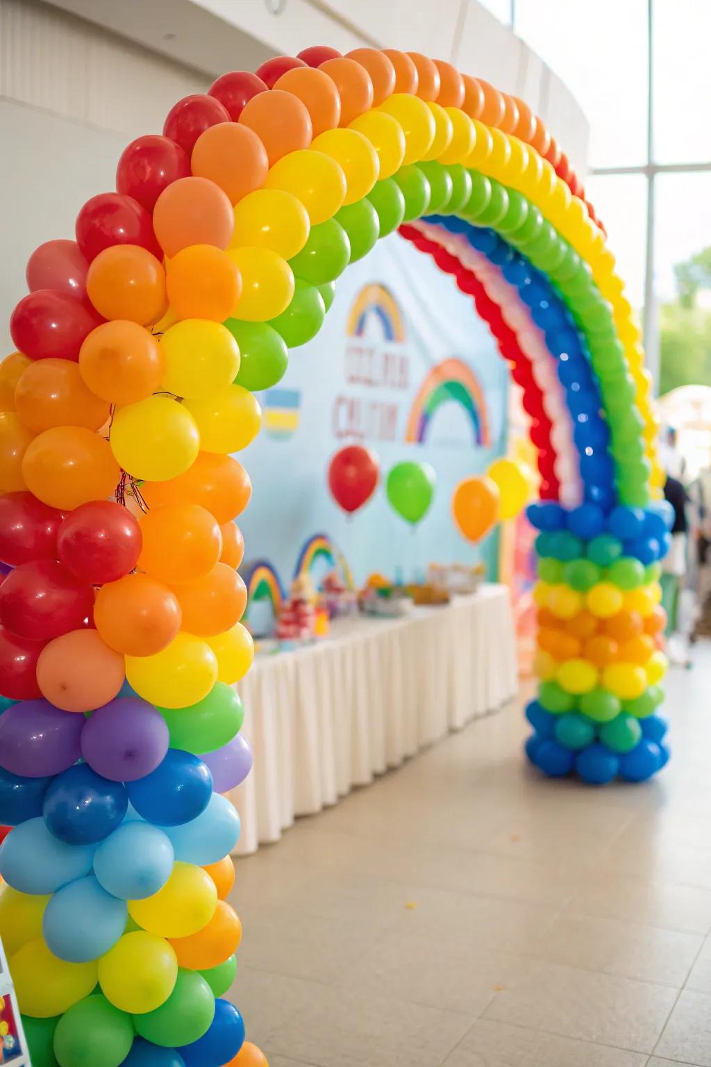 A celebratory arch bedecked through balloons for a joyous atmosphere.