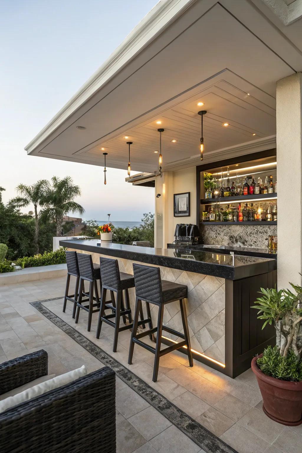 An integrated bar renders entertaining effortless.