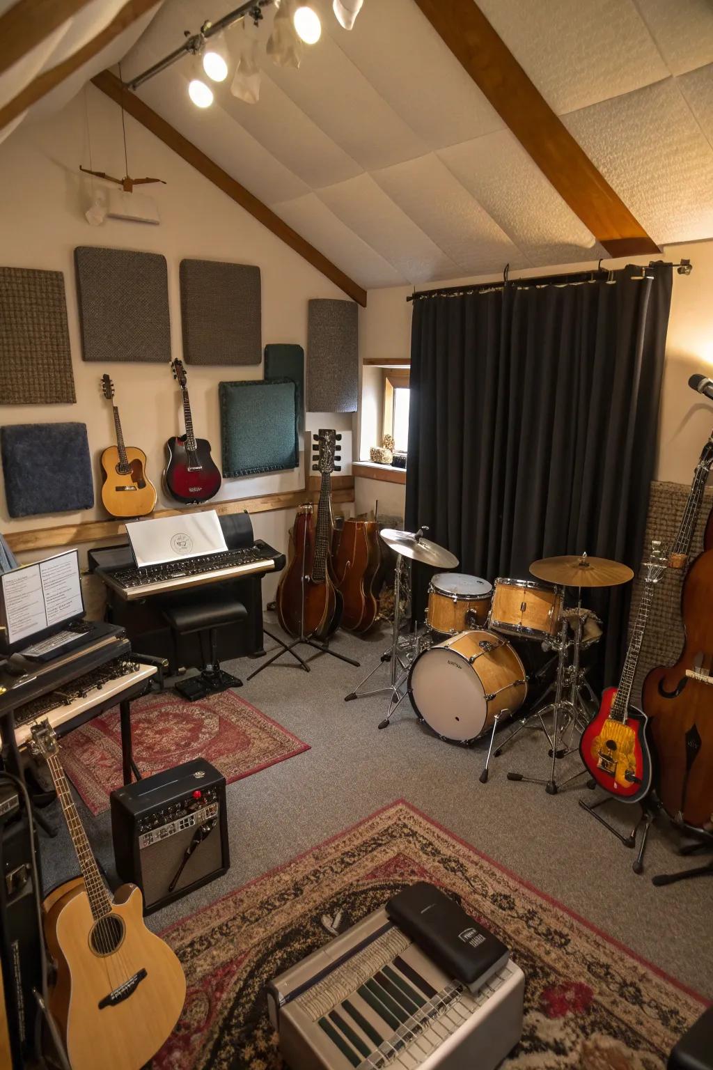 Let your musical talents shine in an attic music room.