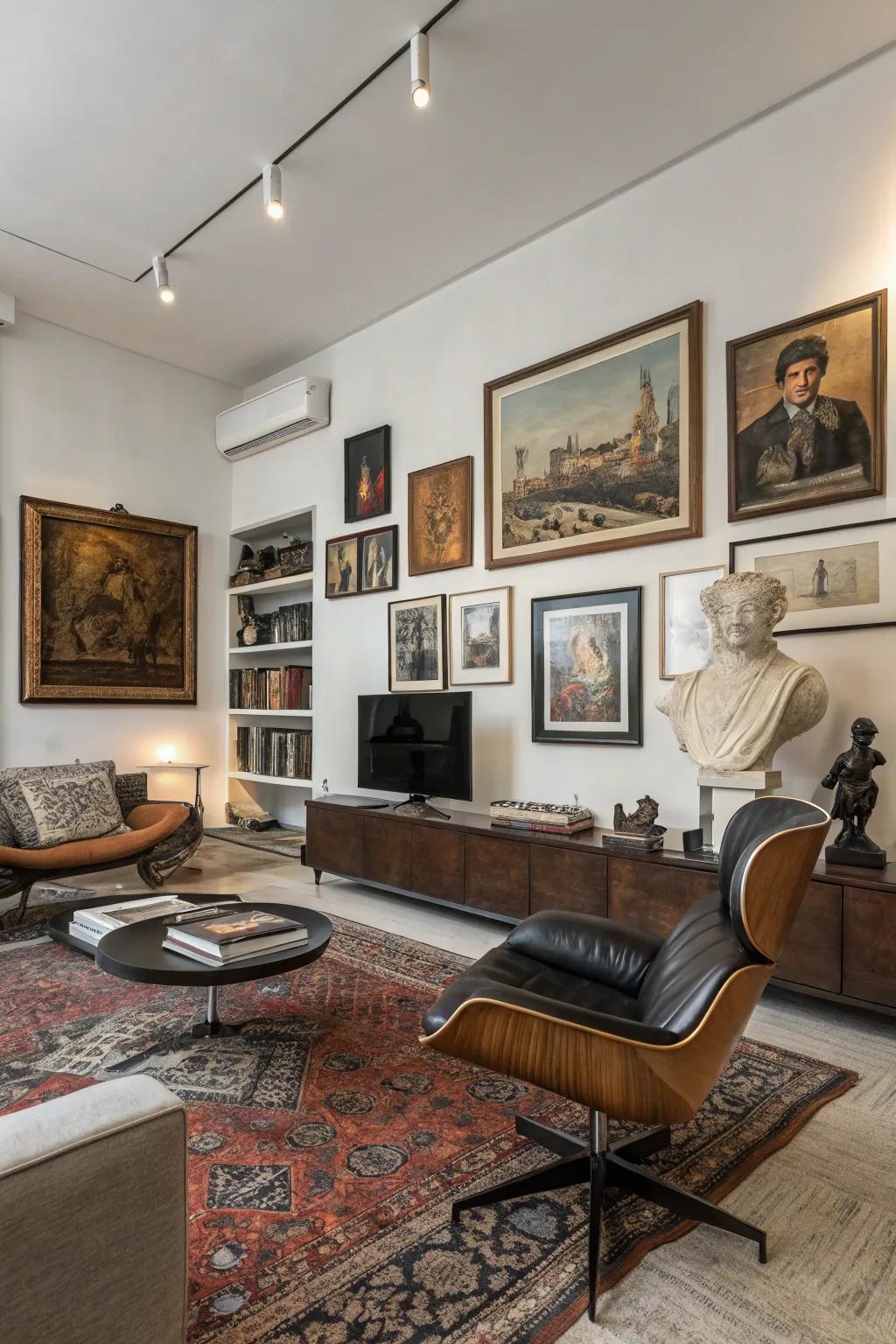 A blend of past and present fashions a visually captivating area.