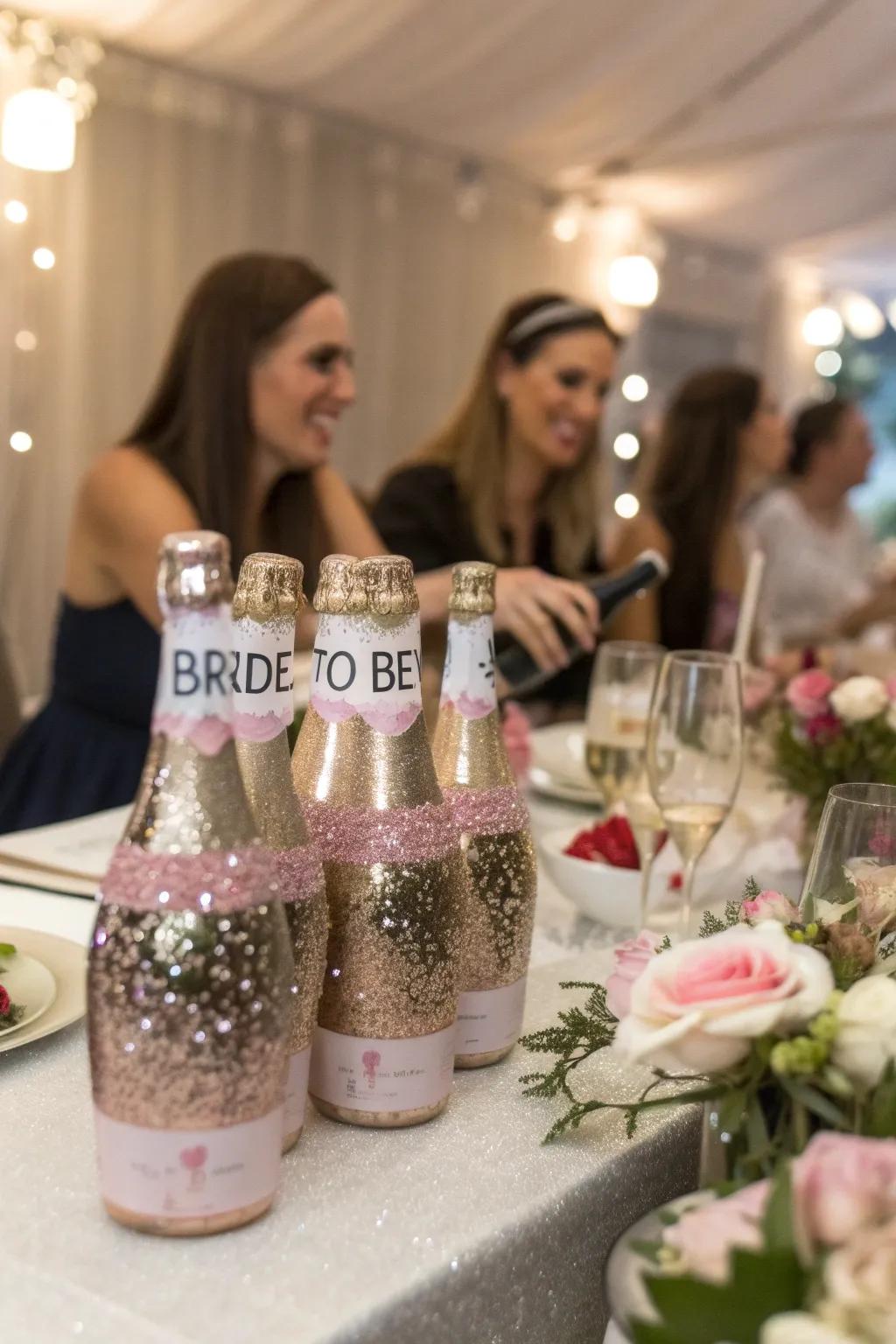 Customized bubbly vessels enhance the significance.