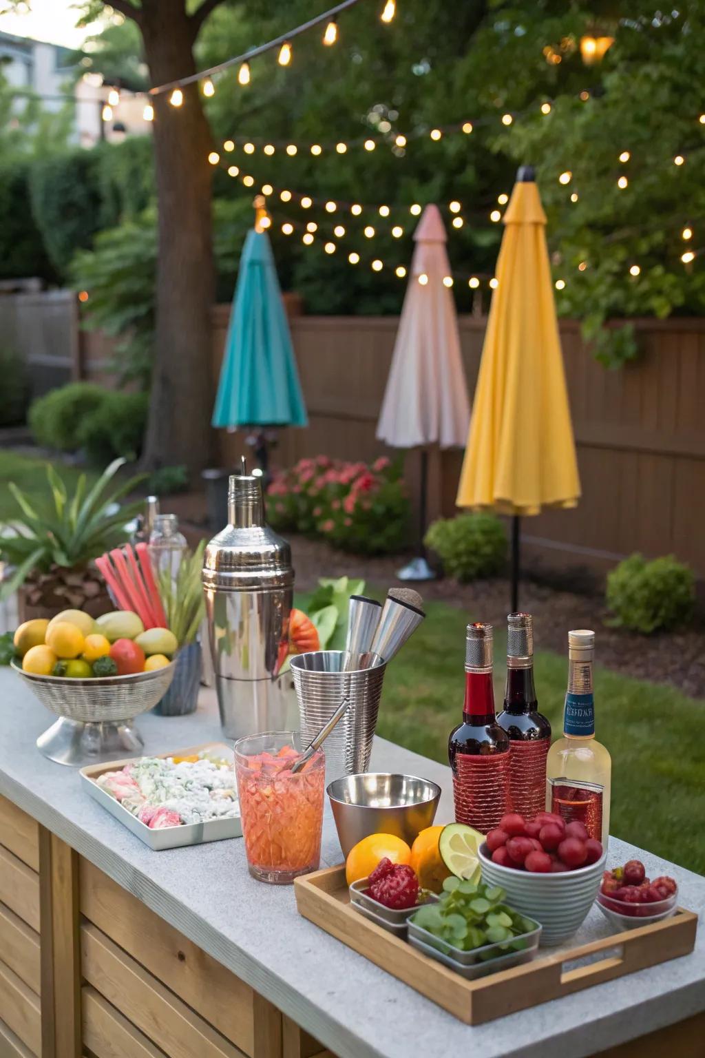 A make-your-own mixed drink bar lets guests craft their own drinks.