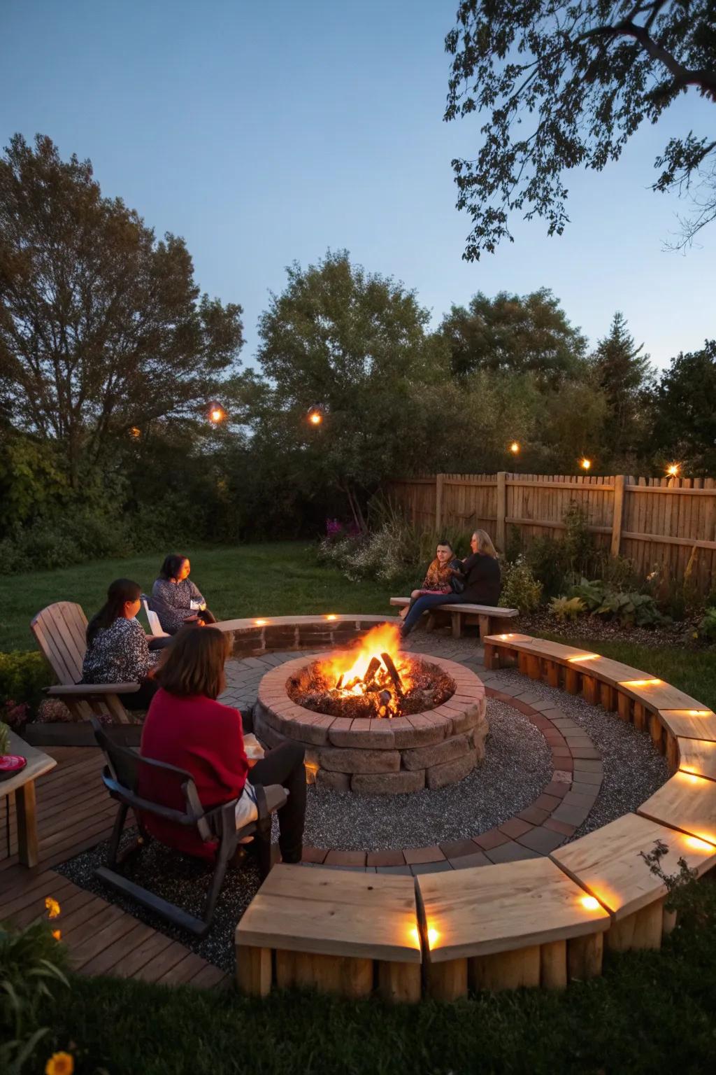 Round designs enhance social interaction surrounding the bonfire.