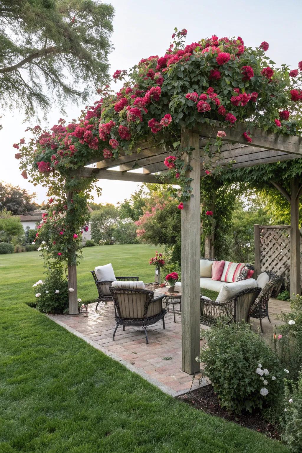 A timber frame provides elegant shade and a hint of romance.