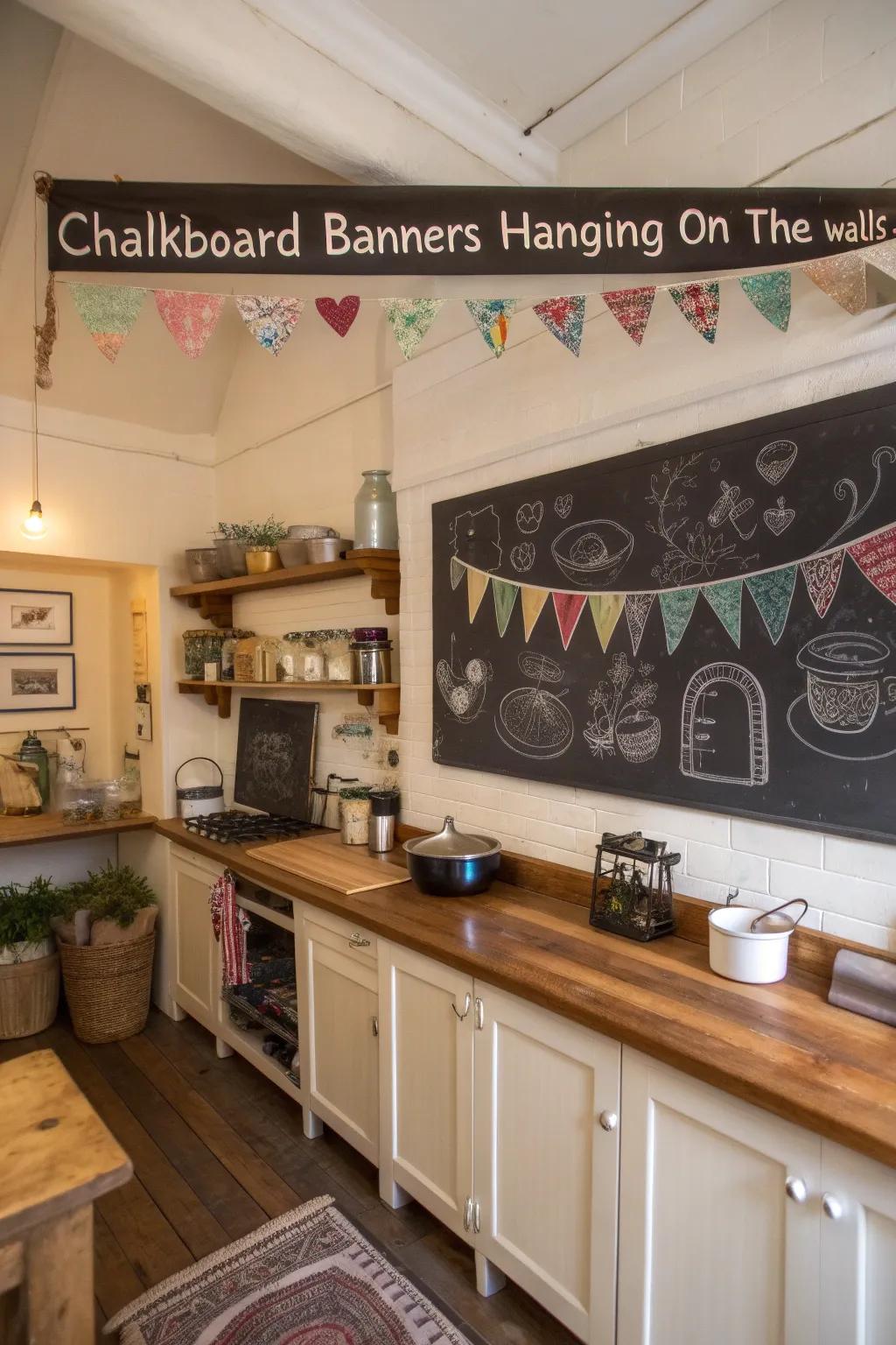 Chalkboard banners offer versatile and ever-changing decor options.