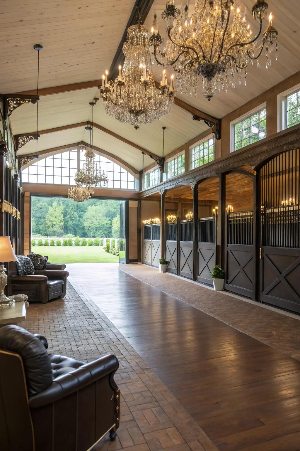 Equine barns can be both practical and deluxe.