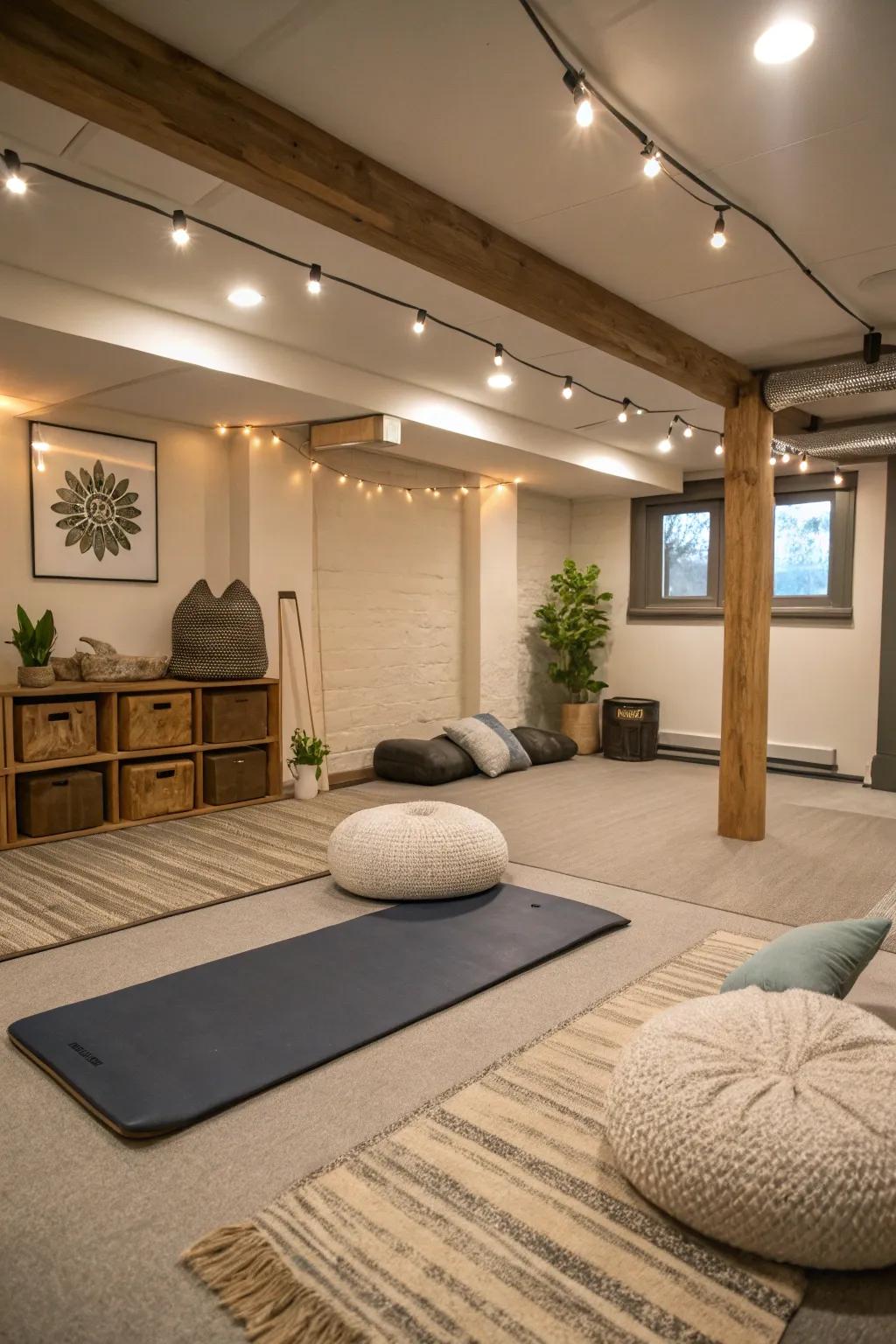 A relaxation corner offers a peaceful space for cooldowns.