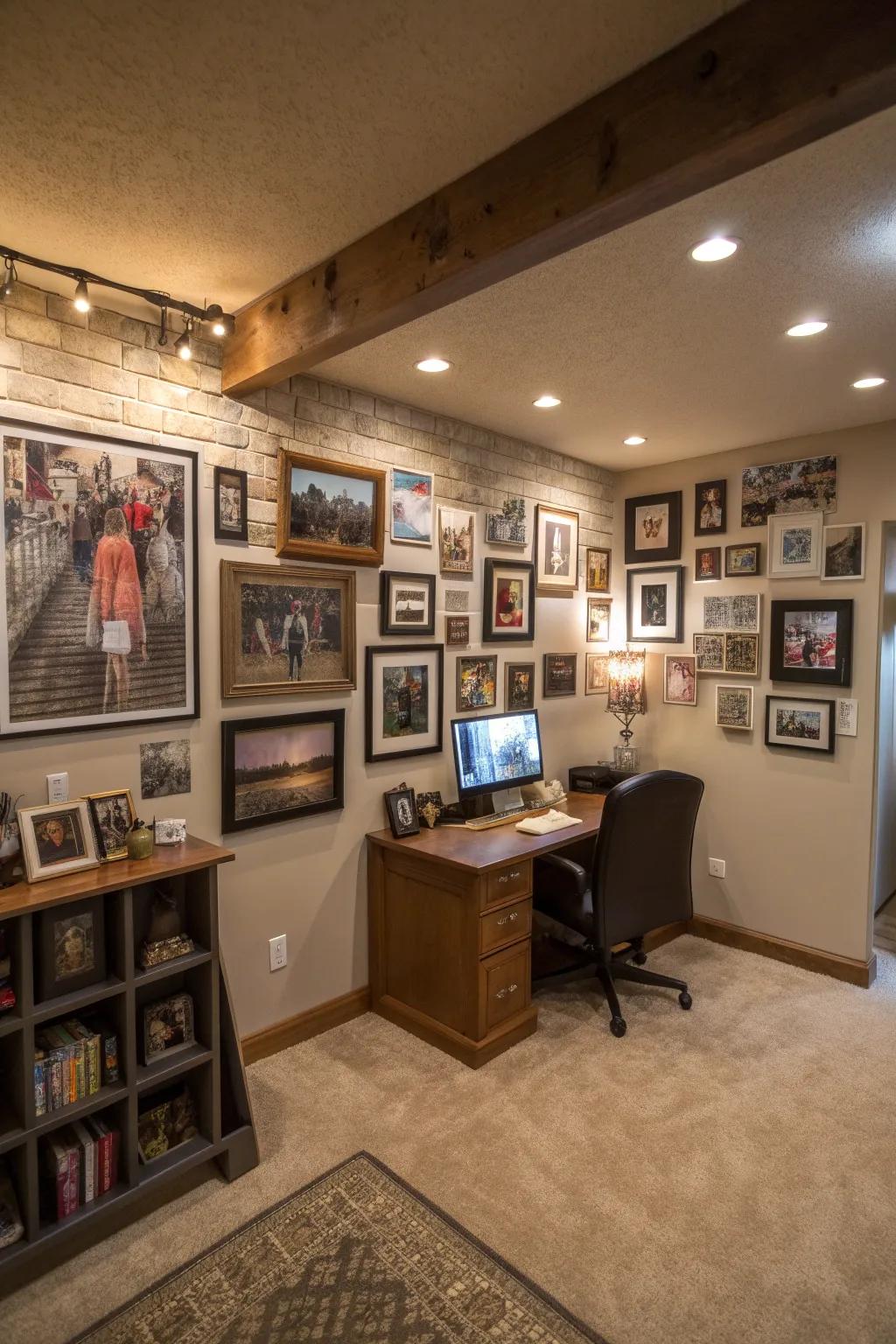 Personal touches create a warm and inviting workspace.