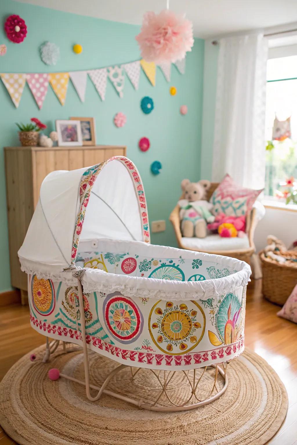 Making a bold declaration with an artistically conceived bassinet.