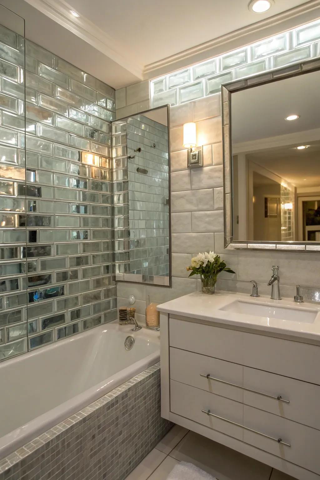 Crystal tiles enhance light and add sophistication.