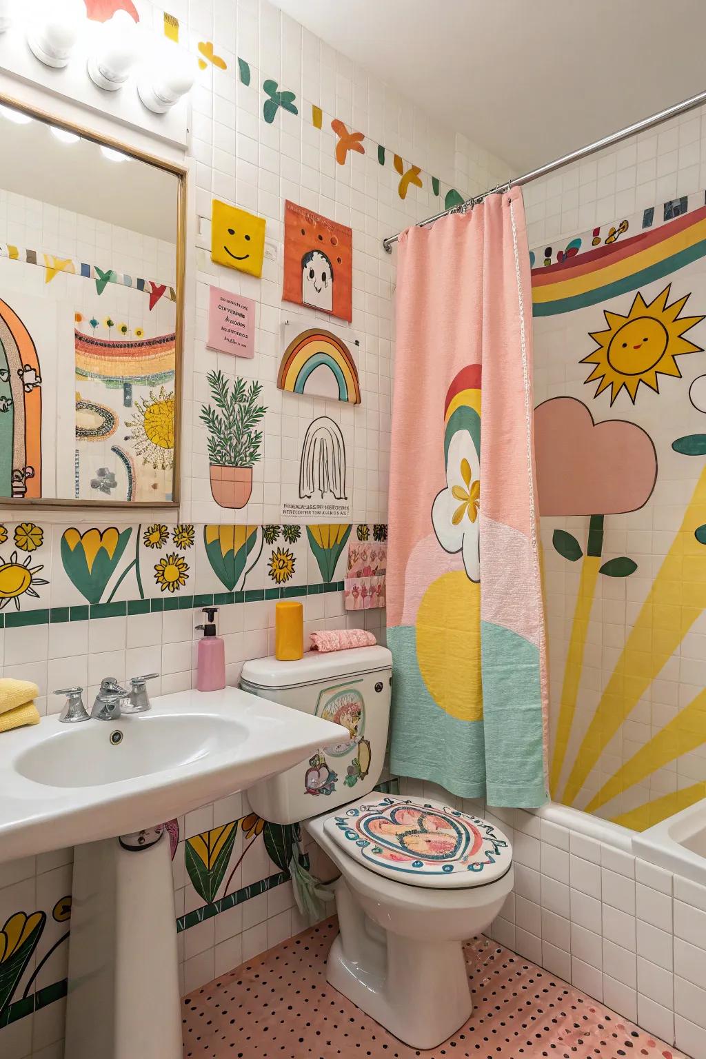 Playful art infuses joy and lightheartedness.