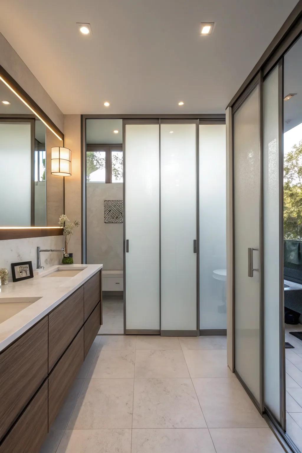 Obscured acrylic sheets offer a sleek, private solution.