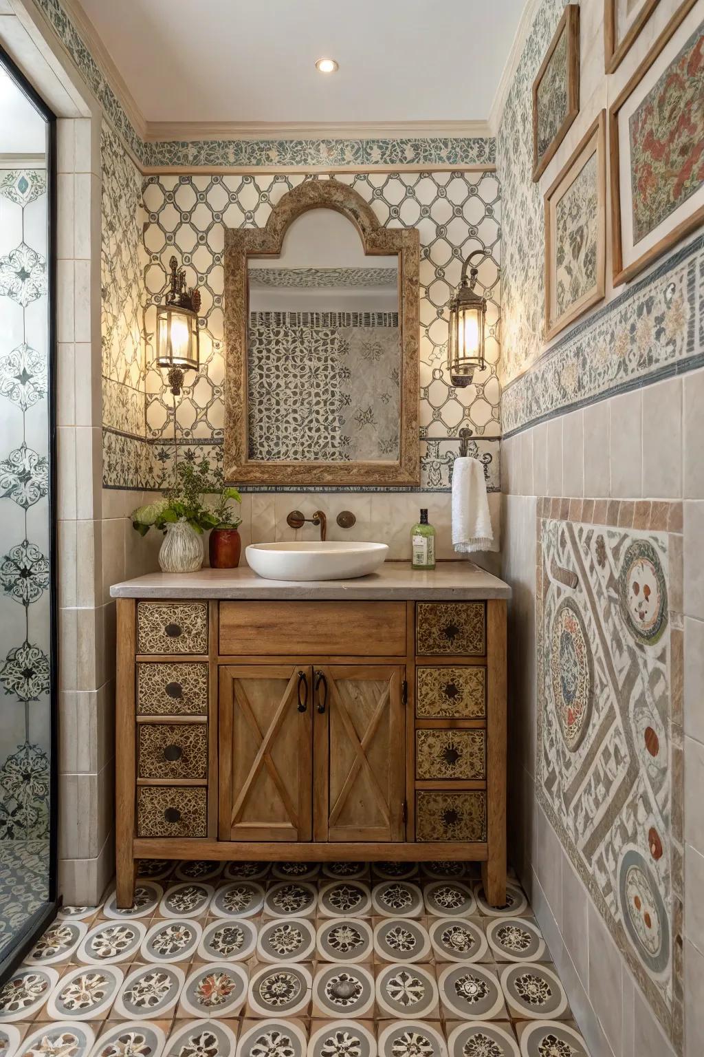 A bathroom layout that shines with personalized artisan details.