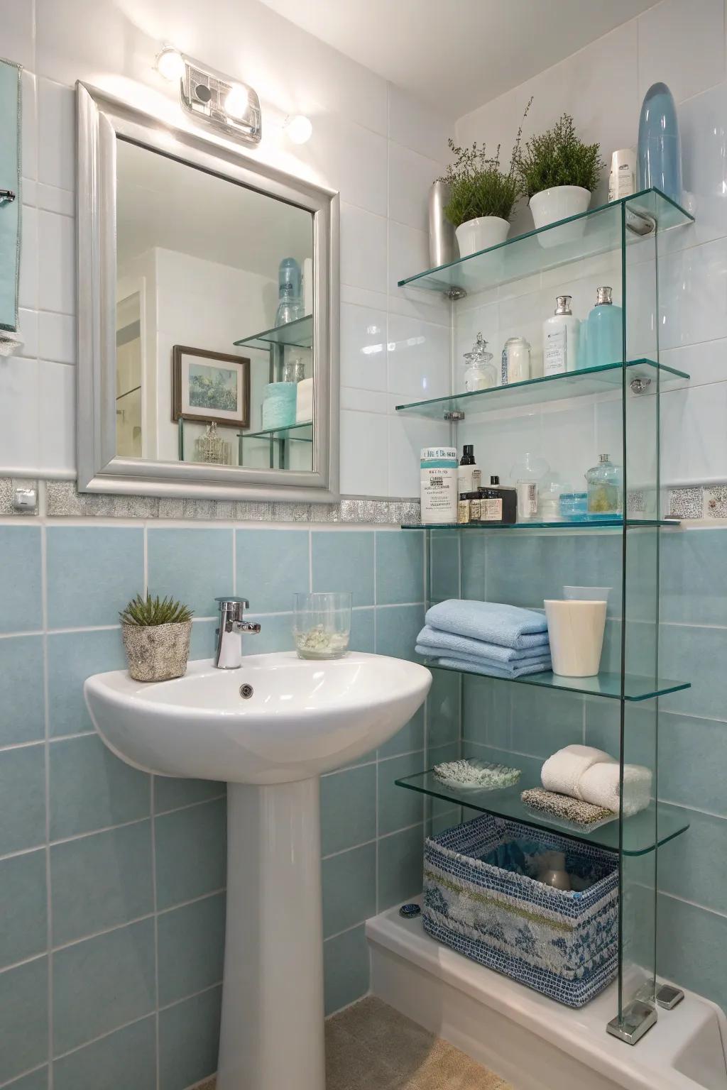 Transparent accents introduce sophistication and reflect light beautifully.