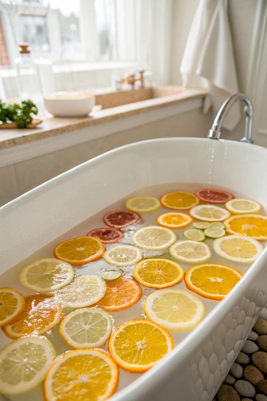Revitalize your bath with the fresh scent of citrus fruits.