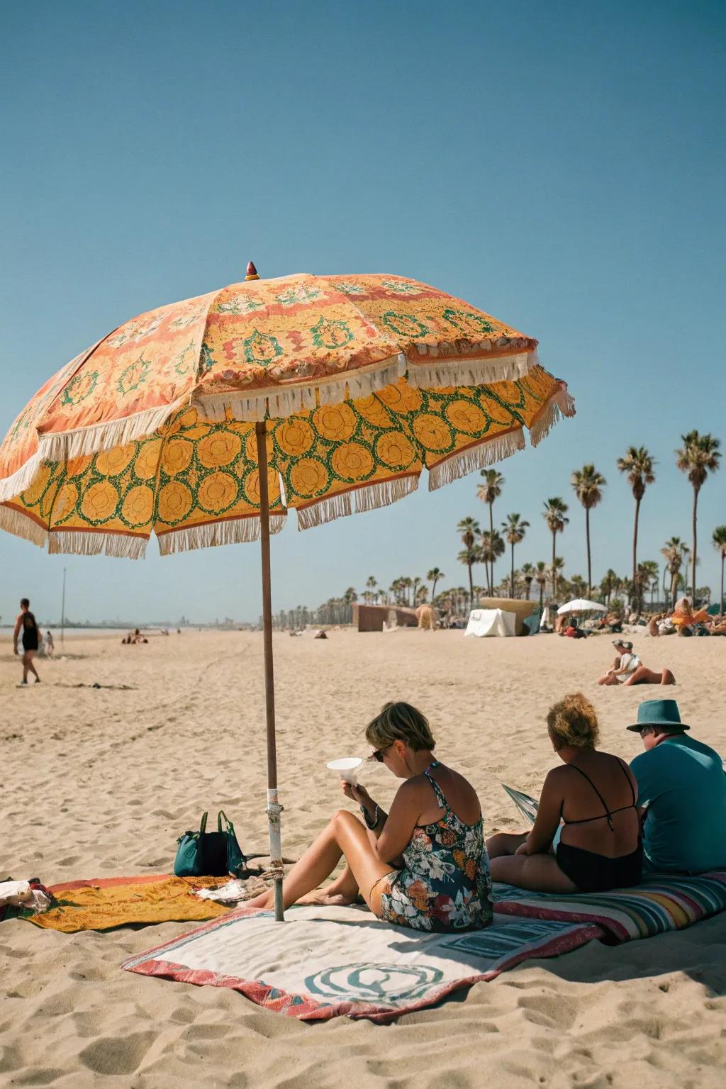 Classic parasols add a nostalgic touch and effective sun defense.