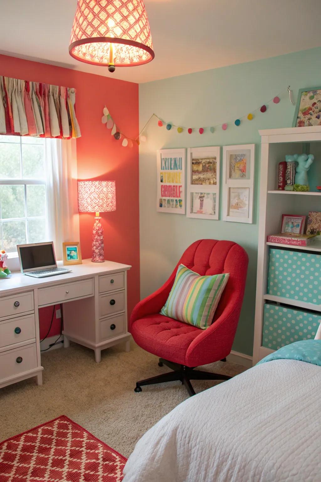 Strong accents that bring vitality and animation to the setting.