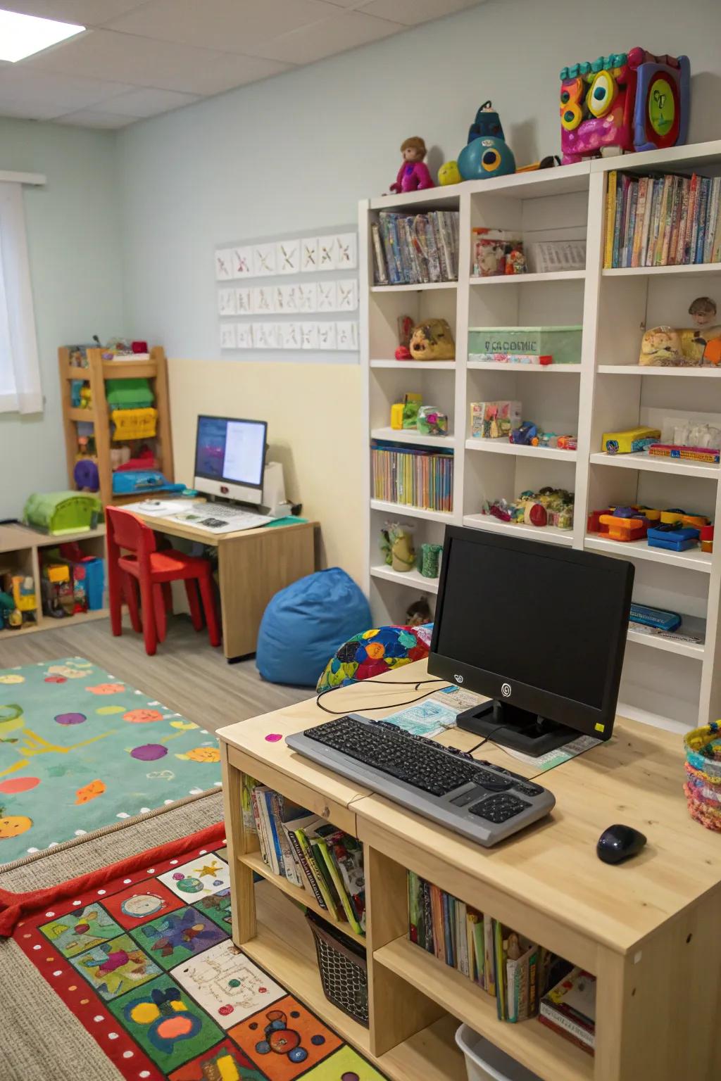 Incorporate tech thoughtfully via a dedicated tech area.