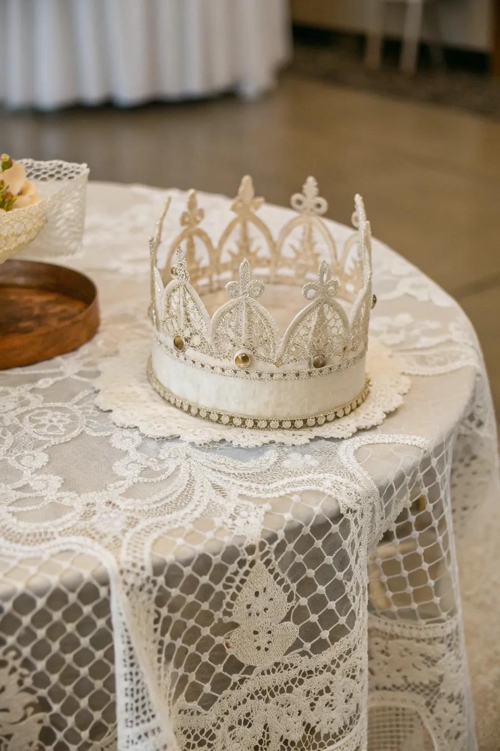 An elegant vintage lace birthday crown