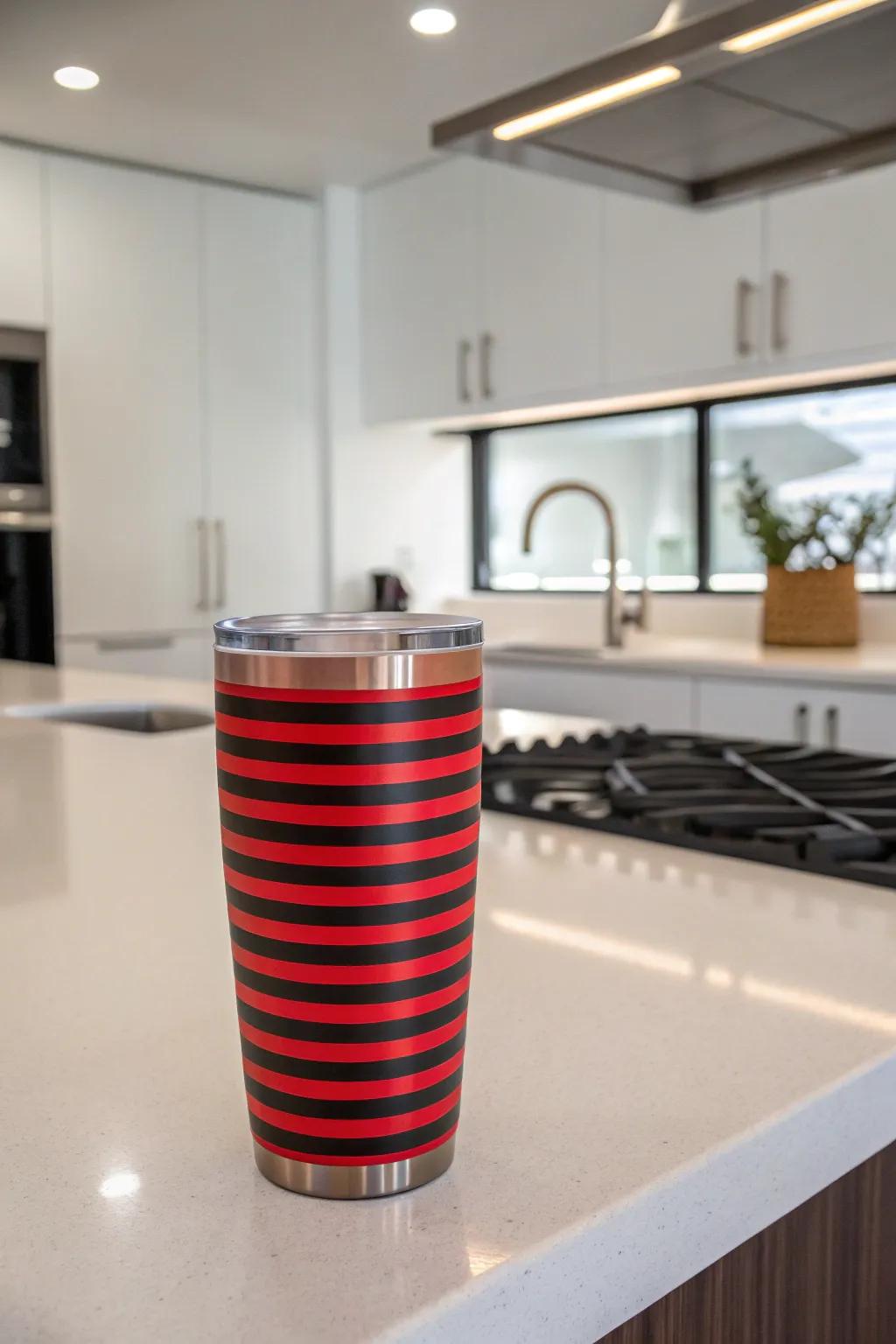 Striking crimson and onyx bands for a pristine and classic semblance.