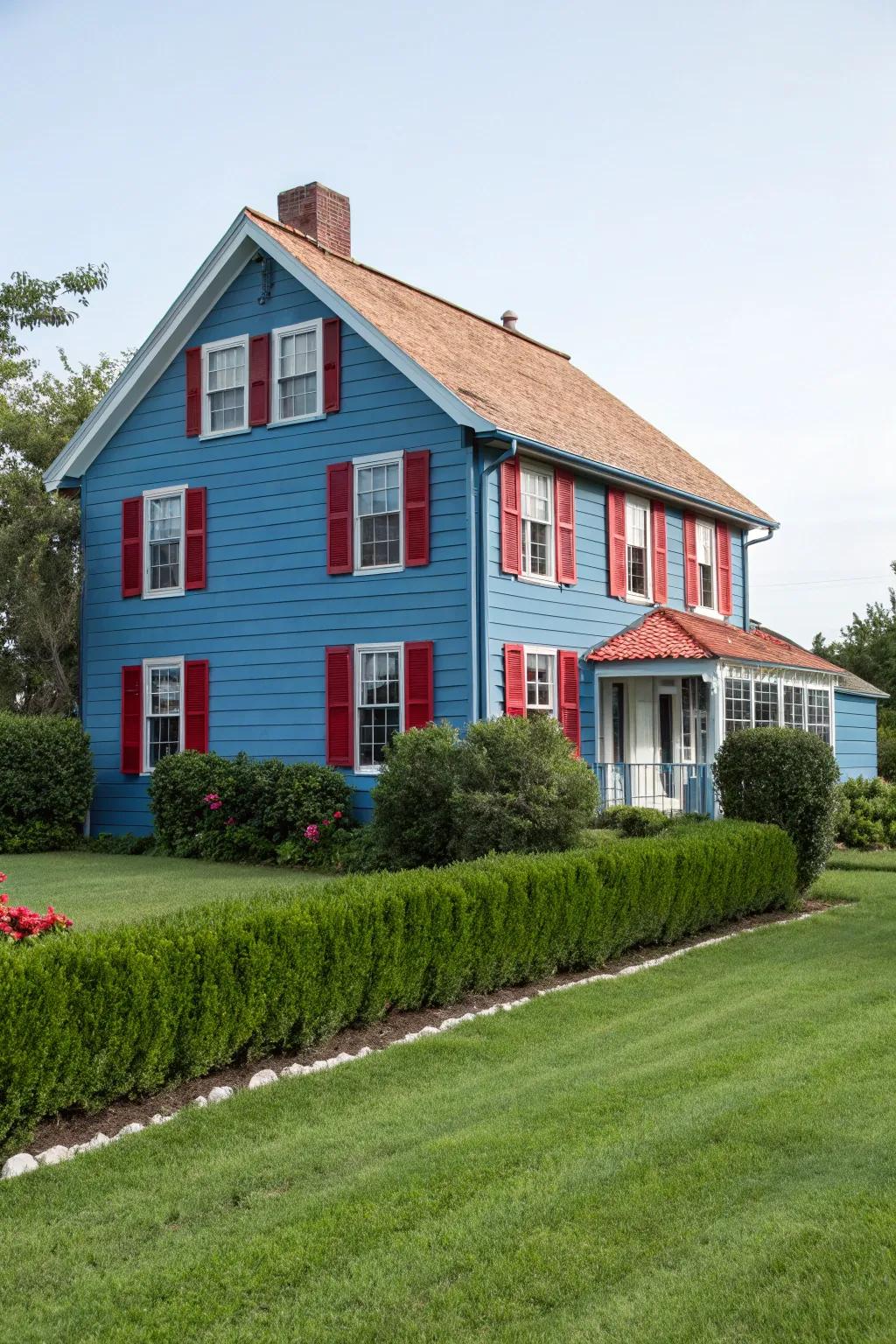 Contrasting shutters add charm and character to blue homes.