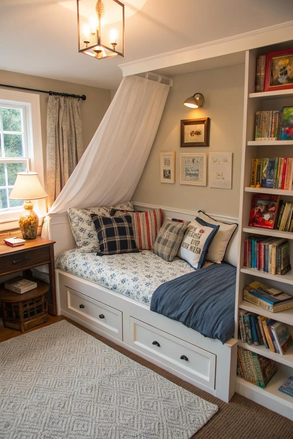 Inspire an affection for reading through a thoughtfully conceived daybed nook.