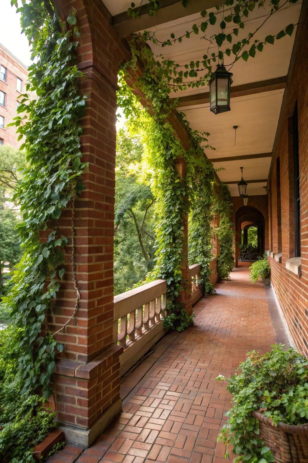 A vertical garden transforms this porch into a vibrant, verdant retreat.