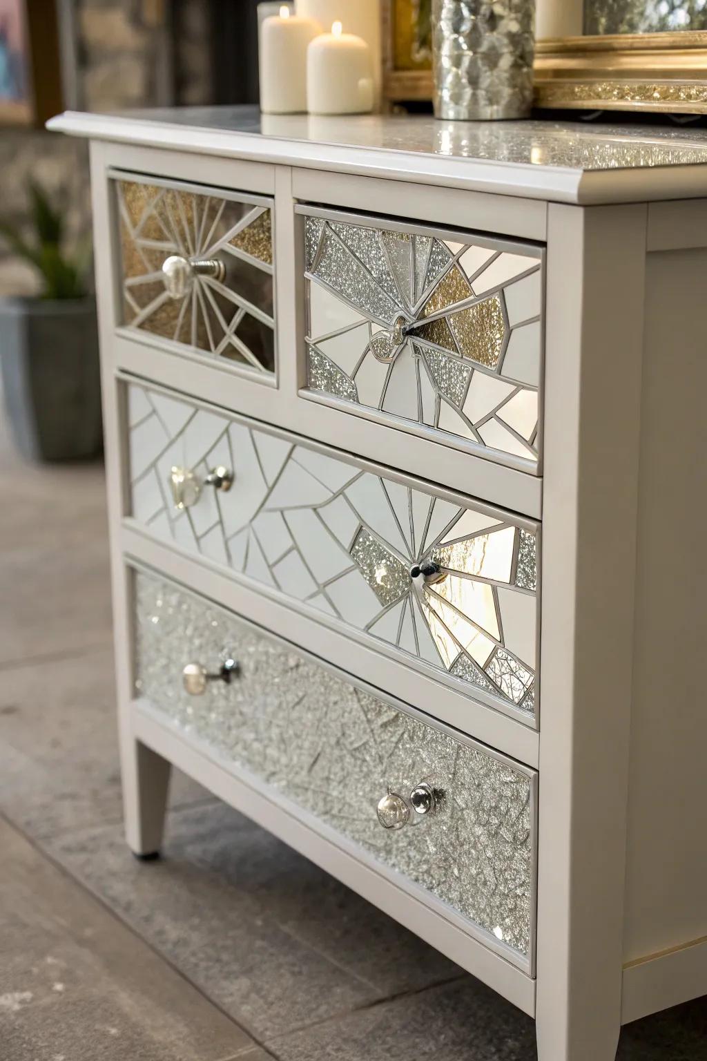 Furnishing embellishments featuring mirrors usher in shimmer and panache.