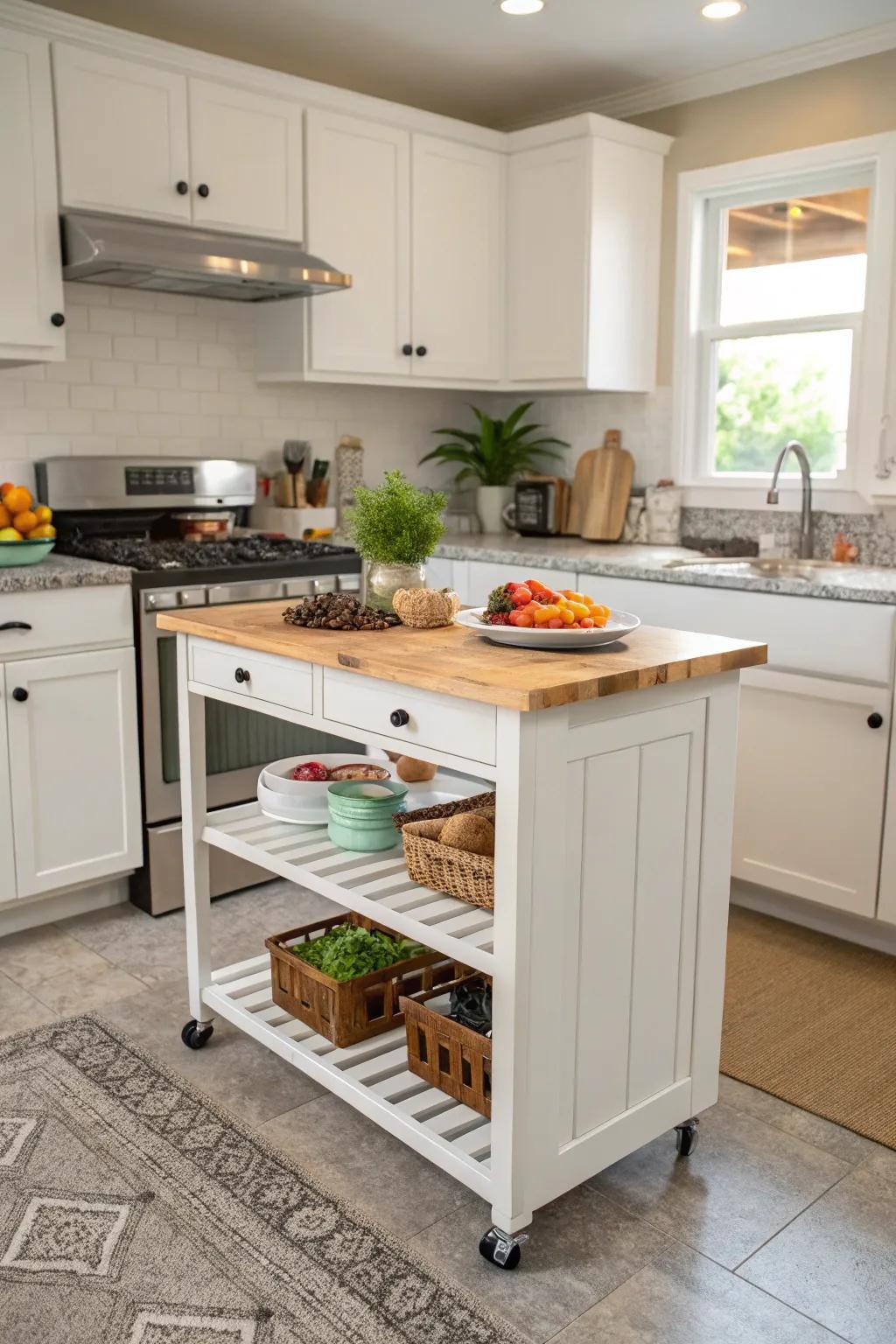 A mobile center enhances versatility and space for your space.