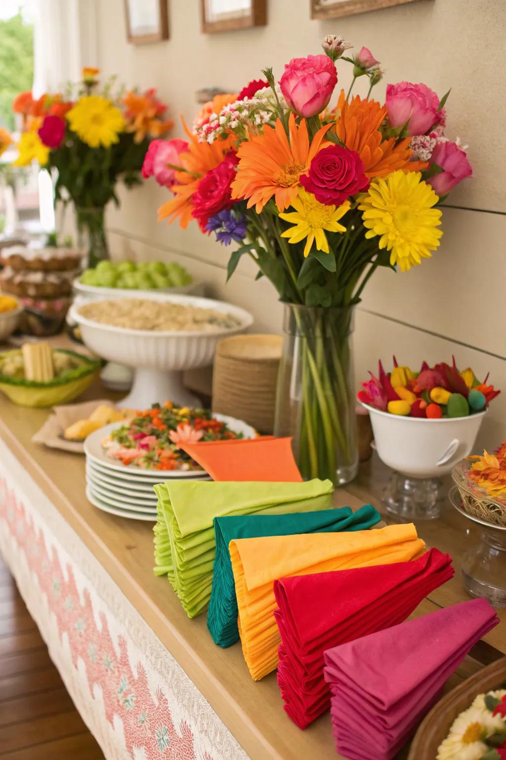 A pop of color makes your buffet stand out.