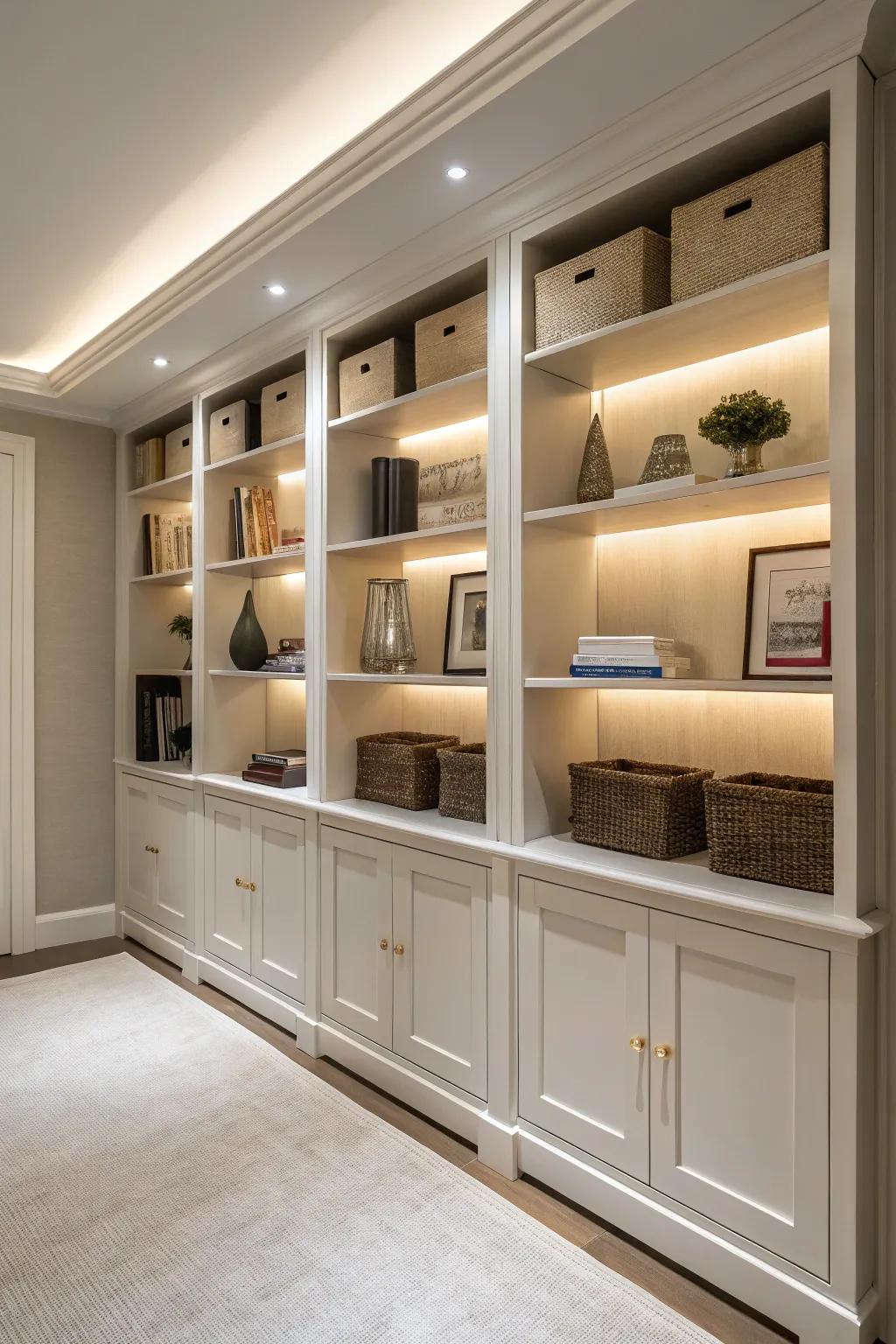 The design is balanced and adaptable because to the alternating open and closed portions.