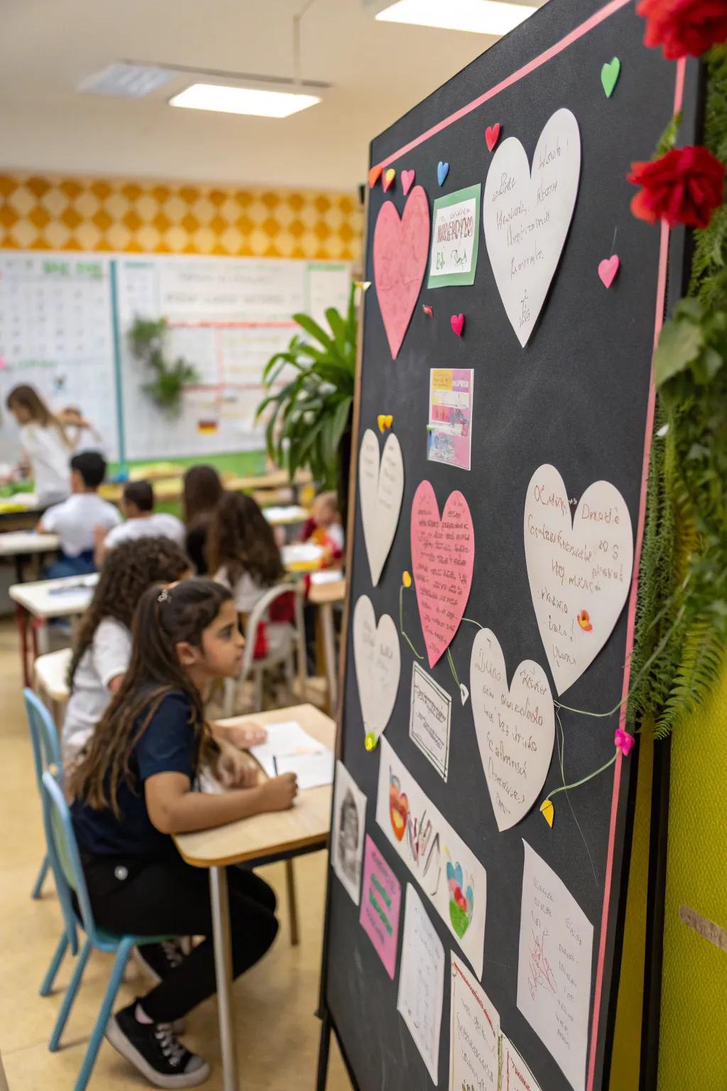 Chalkboard hearts for documenting communications of affection.