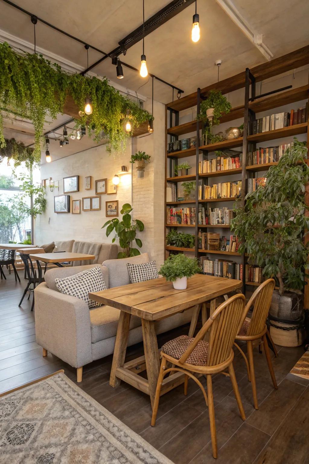 Sustainable materials provide flair and environmental consciousness in your home cafe.