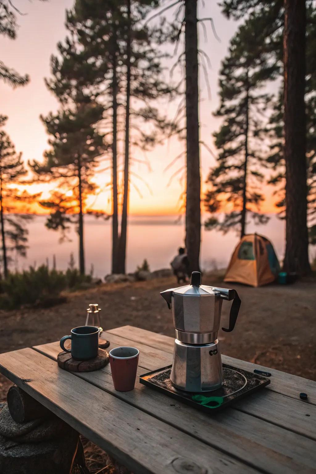 Make a perfect cup of coffee in nature.