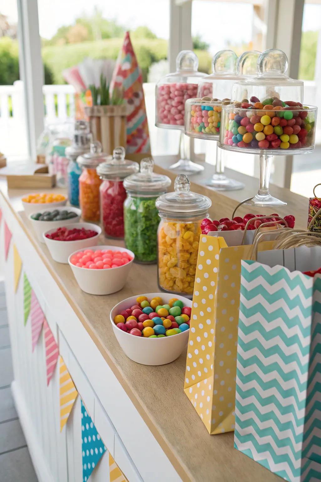 A sweet exchange station adds interactive fun to your buffet.