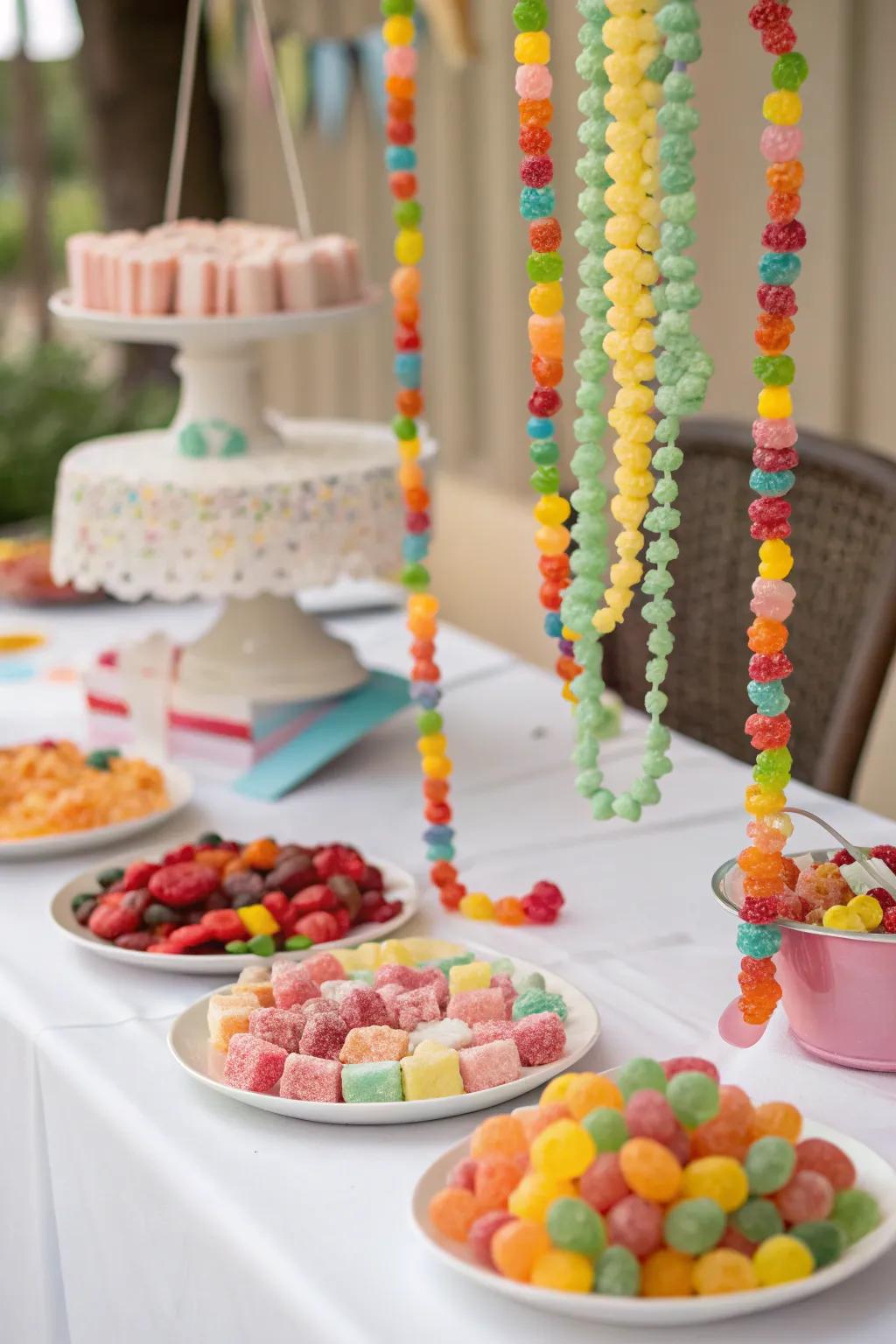 Edible candy decorations double as sweet treats for guests