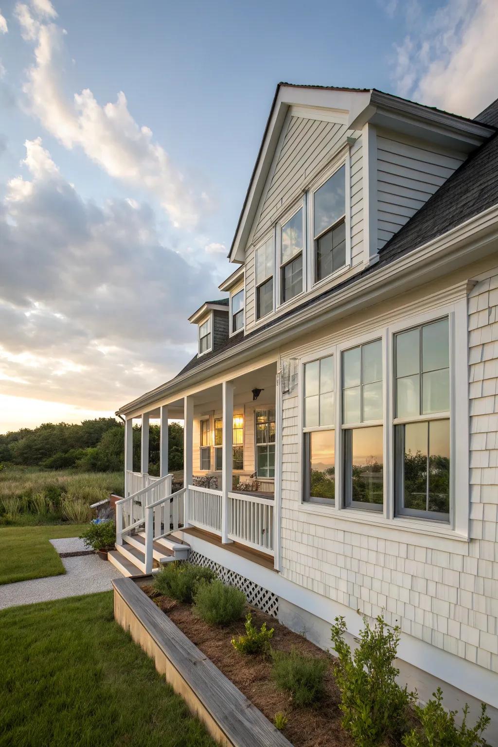Energy-conserving windows provide style and savings.