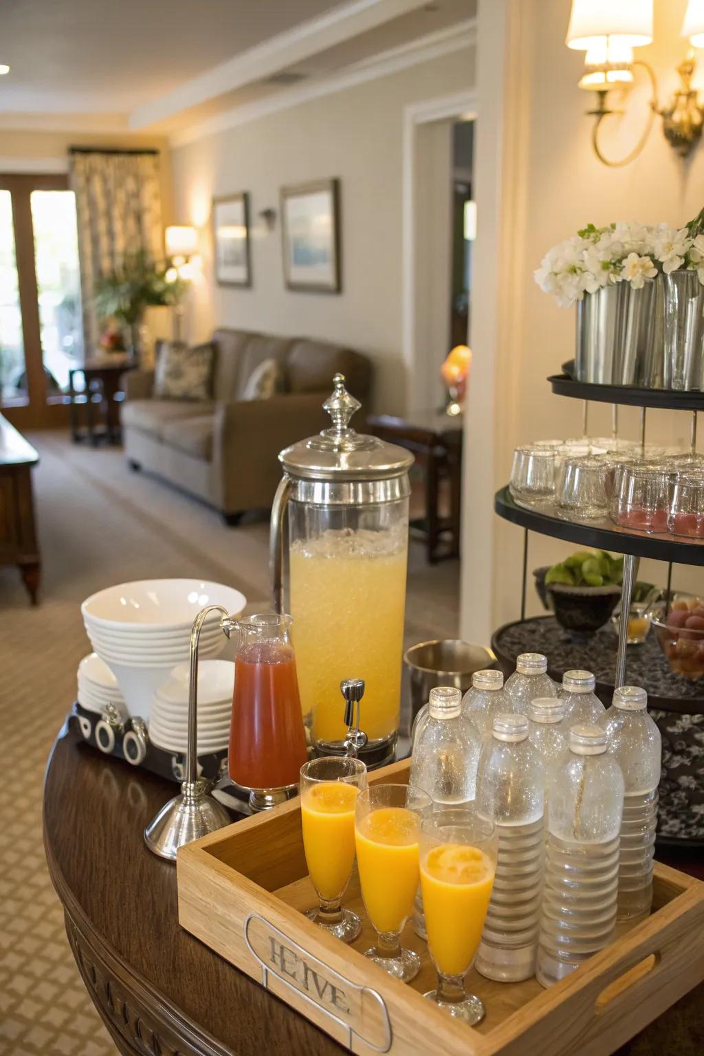 A drink area keeps the central surface organized.