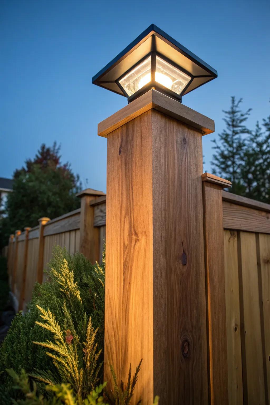 Eco-friendly elegance: Illuminate your space with timber supports and solar lights.