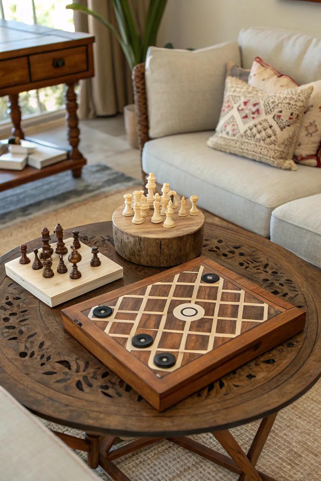 Engaging games serve double-duty as decor and pastime.