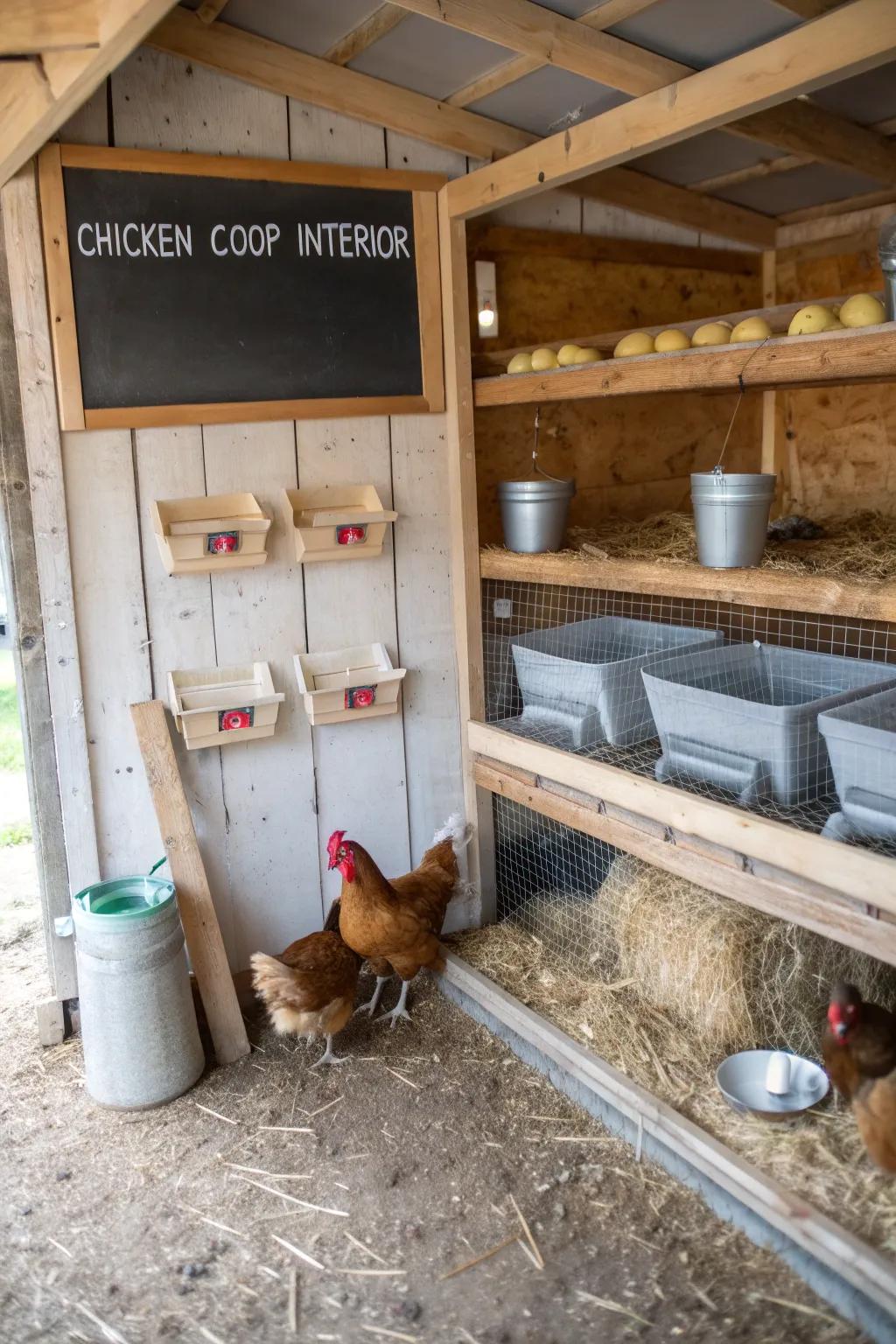 Chalkboard labels incorporate functionality and charm to coop organization.