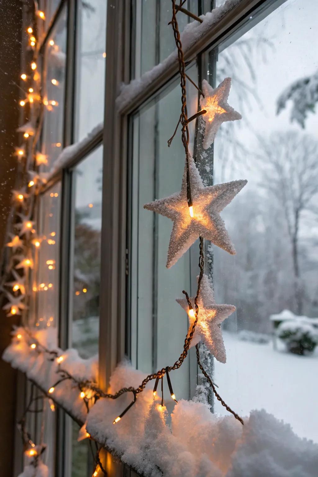 A snowy star garland brings the night sky into your home.