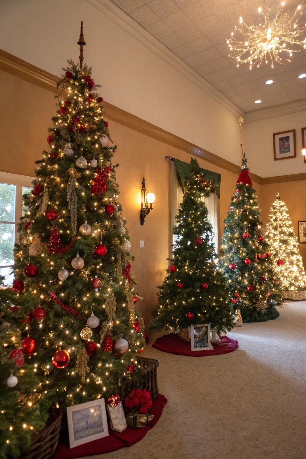 A creative Christmas tree styling showdown showcasing distinctive designs.