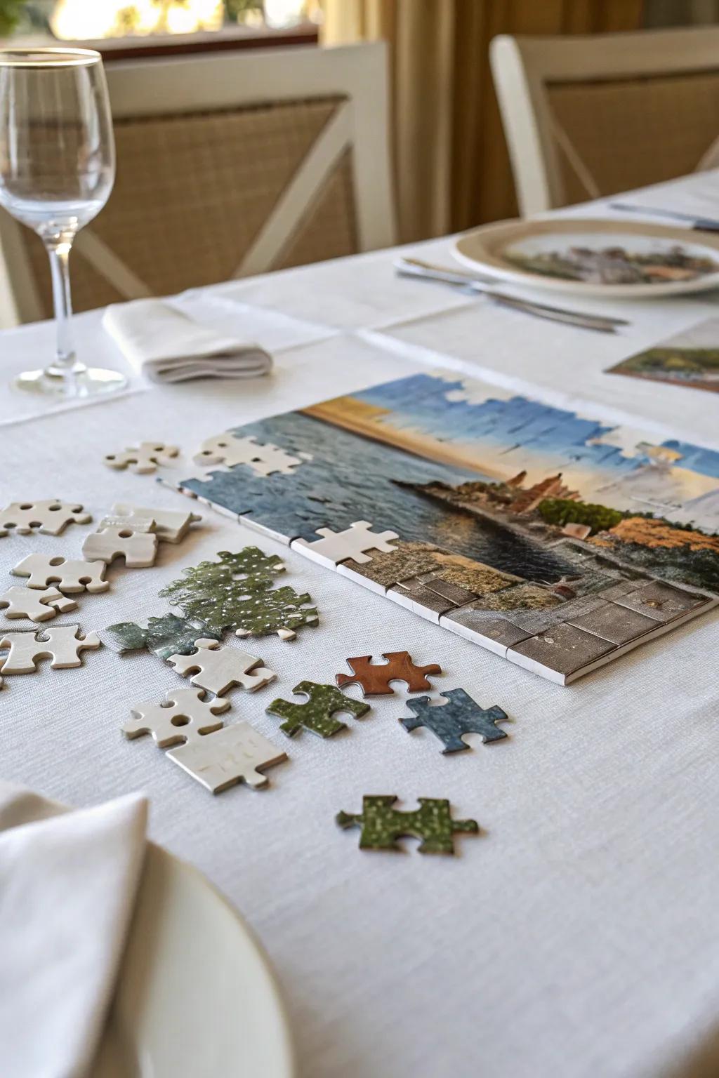 Jigsaw segments create an interactive experience for guests.