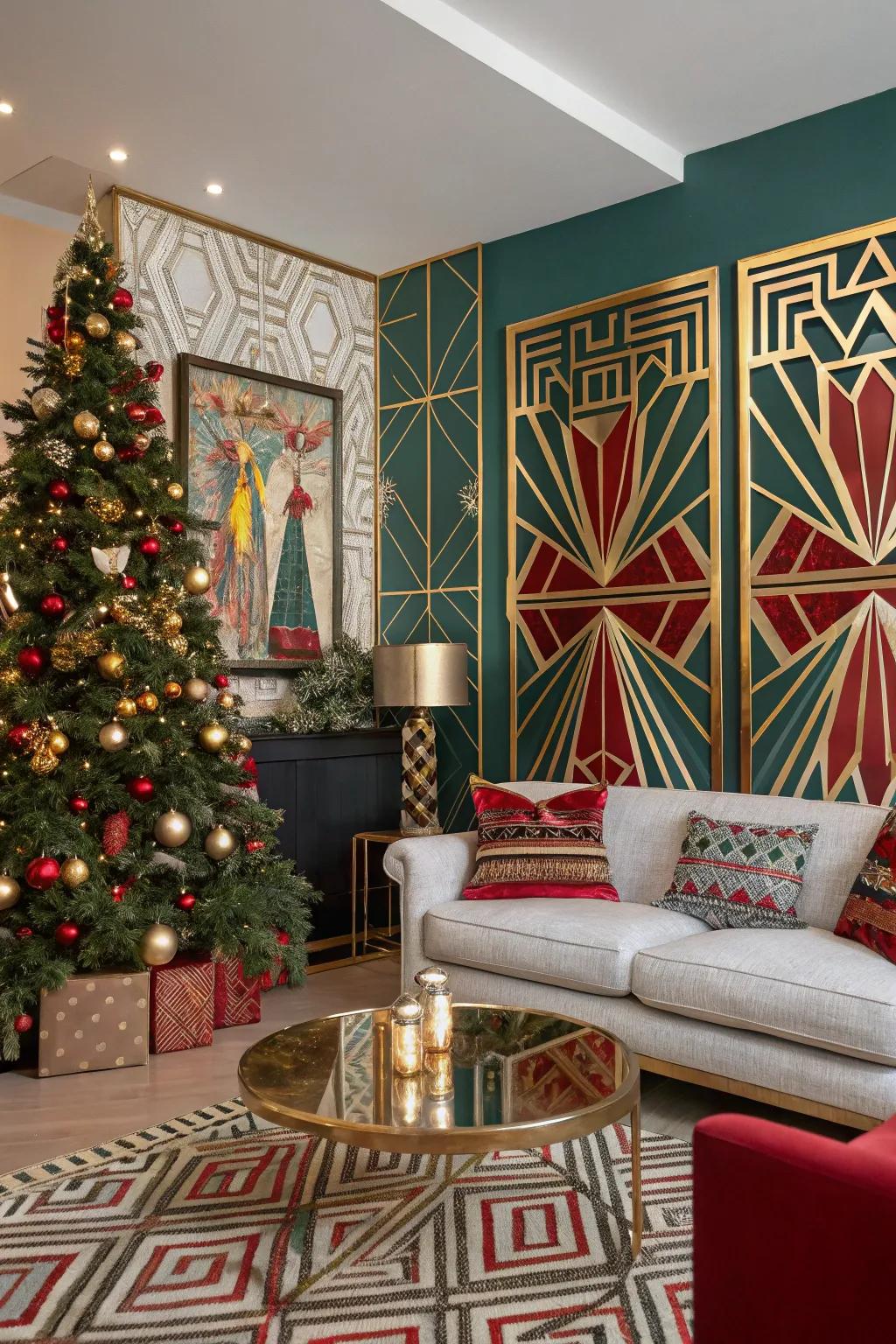 Gatsby glamour completed with gorgeous holiday decorations.