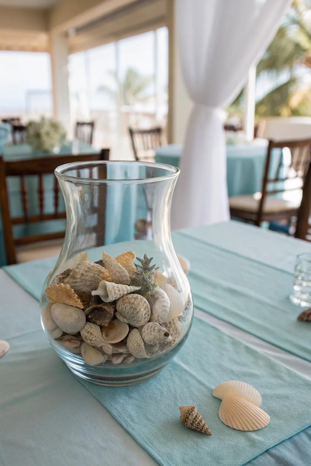 Littoral reverberations: seashells contribute a serene and unexpected convolution.